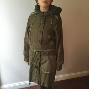 Nicholas K Coat with Removable Sherpa Lining in Olive Green Size M